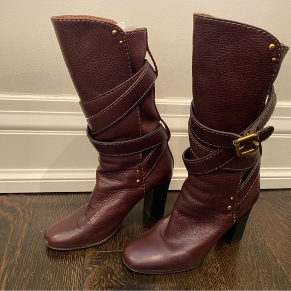 Chloe Shoes - Chloe Burgundy Heeled Boots